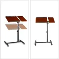 Produktbild: Relaxdays Laptoptisch höhenverstellbar, HxBxT:95x60x40cm, Notebook Ständer, mit Rollen & Ablage, Mahagoni, rot