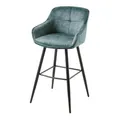 Produktbild: Riess Ambiente Design Barhocker Euphoria - Petrol - Barstuhl aus Samt mit Schwarze Metallbeine & Lehne