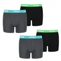 Produktbild: PUMA 6 er Pack Boxer Boxershorts Jungen Kinder Unterhose Unterwäsche, Farbe:376 - India Ink/Turquoise, Bekleidung:128