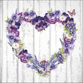 Produktbild: Ambiente Serviette Motiv : Purple Heart - Herz aus Blumen - 20 Servietten pro Packung, 33x33 cm