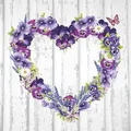 Produktbild: 20 Servietten Purple Heart Stiefmütterchen Herz Frühling Liebe Tischdeko 33x33cm