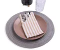 Produktbild: mon bijou® Stoffservietten 6er Set – Gestreift Weiß-Beige 45x45 cm – 100 % Baumwolle – Waschbare Stoff Servietten für Hochzeit, Ostern, Weihnachten, Taufe & Tischdeko – Landhausstil