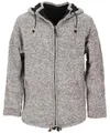 Produktbild: GURU SHOP Unisex Wolljacke aus Nepal, Warme Gefütterte Strickjacke Grau Melliert - Modell 3, Herren, Size:L
