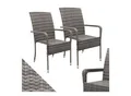 Produktbild: Juskys Polyrattan Gartenstühle Yoro 2er Set - Stuhl mit Armlehnen - Rattan Stühle stapelbar Grau-meliert