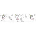 Produktbild: Bricoflor Prinzessinnen Tapete als Bordüre Selbstklebend Kinderzimmer  Tapete mit Einhorn in Rosa Grau Wolken Tapete Ideal für Babyzimmer Mädchen