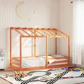 Produktbild: vidaXL Kinderbett mit Dach Wachsbraun 90x190 cm Massivholz Kiefer
