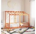 Produktbild: vidaXL Bett, Kinderbett mit Dach Wachsbraun 90x190 cm Massivholz Kiefer