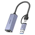 Produktbild: Benfei adapter USB A USB C to RJ45 USB 3.0 gray (USB 3.0, USB-C) (70077131)