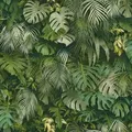 Produktbild: Bricoflor Tapete mit Palmenblättern in Grün 3D Tapete mit Monstera Design für Küche und Schlafzimmer Exotische Vliestapete mit Dschungel Muster