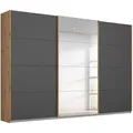 Produktbild: Schwebetürenschrank - grau metallic - Eiche Artisan - mit Spiegel - 271x210 cm