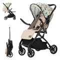 Produktbild: Daliya® YOOPI Reisebuggy, kompakt faltbar, mit Teleskopgriff, Flugzeug Buggy, leichter Alluminiumrahmen, große Räder, Stufenlose Rückenlehne, Stadt-Buggy, Aufbewahrungstasche (Beige mit Muster)