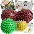 Produktbild: HELDSON® Premium Massageball 3er Set inkl. Peanut ball - Igelball Fußmassage hart - Noppenball - Igelbälle klein - Faszienball Rücken - Massage Ball Faszien - Massageball Fuß - Stachelball Noppen