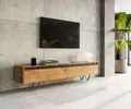 Produktbild: DELIFE Designer-Lowboard Stonegrace 200 cm Akazie Natur Schiefer 4 Schübe