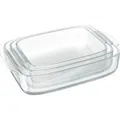 Produktbild: Relaxdays Auflaufform 3er Set Glas Transparent Mikrowellengeeignet Spülmaschinengeeignet 38 cm x 25 cm x 6,5 cm