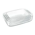 Produktbild: Relaxdays Auflaufform Set, Glas, 3 Größen, eckig, Ofenform für Lasagne, Gratin, Tiramisu, spülmaschinenfest, transparent