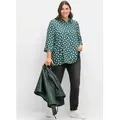Produktbild: Longbluse SHEEGO, Damen, Gr. 52, grün (tiefgrün, gemustert), 100% Lyocell TENCELTM, gemustert, Blusen Longbluse