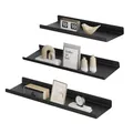 Produktbild: SONGMICS Wandregale aus Metall, 3er Set, Schweberegale, Industrie-Design, Wandboards, für Dekos, für Schlafzimmer, Küche, Badezimmer, Wohnzimmer, unterschiedliche Layouts, schwarz LFS12BK