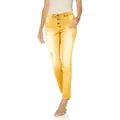 Produktbild: Boyfriend-Hose HEINE, Damen, Gr. 22, Kurzgrößen, gelb (mais), 97% Baumwolle, 3% Elasthan, gemustert, lang, Hosen 5-Pocket-Hose
