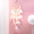 Produktbild: Hongyans Traumfänger mit LED Licht Handgefertigt Dreamcatcher mit Federn Böhmen Dekoration für Schlafzimmer Hochzeit Wandbehang Ornament Mädchen Kinder Geschenk