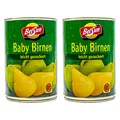Produktbild: Food-United Ganze Baby Birnen leicht gezuckert 2 Dosen Füllmenge 425g ATG 200g geschält in Spanien sonnenverwöhnt zart und bissfest volles Aroma Top Qualität Sommerfrüchte (2 Dosen)