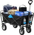 Produktbild: EUGAD Bollerwagen faltbar, für Camping Einkaufen, belastbar bis 80kg, Anthrazit-Türkis
