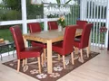 Produktbild: 6er-Set Esszimmerstuhl Lecce II, Leder rot, helle Beine