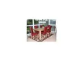 Produktbild: 6er-Set Esszimmerstuhl Lecce II, Leder ~ rot, helle Beine