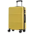 Produktbild: YONSLY Handgepäckkoffer Hartschalen-Reisekoffer Trolley Rollkoffer für Reisen von S bis XL, 4 Rollen, aus ABS und Aluminium, mit Zahlenschloss und weichem Gummigriff gelb 66 cm