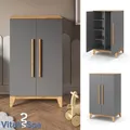 Produktbild: Kleiderschrank Malia 120x70cm grau, Schrank für Kinderzimmer, 4 Fächer VitaliSpa