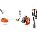 Produktbild: Husqvarna 122R Benzin-Rasentrimmer - 21,7cm3 2-Takt Freischneider, 43 cm Schnittbreite, Tap 'n Go Kopf, Smart Start®, mit Doppelgurt