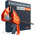 Produktbild: Presch Einhandzwinge 600mm – Schnellspannzwinge mit 150kg Spannkraft für sofortiges Fixieren – Extrem stabile Zwinge dank Carbonstahl & glasfaserverstärktem Gehäuse – Spannzwinge mit Spreizfunktion