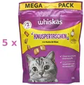 Produktbild: Whiskas Knuspertaschen - 5 x 180 g (€ 32,17/kg) mit Huhn & Käse - Katzen Snack