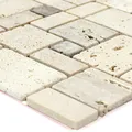 Produktbild: Naturstein Travertin Mosaikfliesen Lorenzo Beige Selbstklebend Bad Bordüre Wand