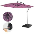 Produktbild: MCW Ampelschirm Terni, Sonnenschirm Sonnenschutz, Ø 3m neigbar, Polyester/Stahl 11kg ~ lavendel-rot mit Ständer