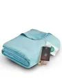 Produktbild: Ibena Malaga Bio Wolldecke 150x200 cm – 100% Baumwolle, Made in Germany, Baumwolldecke türkis
