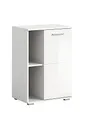 Produktbild: xonox.home Garderobe Prego Schuhkommode Schuhschrank Kommode Highboard Stauraumschrank in Front weiß Hochglanz Korpus weiß ca. 55x79x37 cm