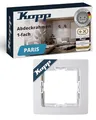 Produktbild: Kopp PARIS 1-fach Abdeckrahmen in Arktis-Weiß - 83 x 83 x 9,5 mm - Rahmen für Steckdosen & Schalter - Stilvoller Steckdosenrahmen aus Kunststoff - Hochwertiger Lichtschalter-Rahmen