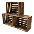 Produktbild: Obstkisten Holzkisten Weinkisten NEU Geflammt Dunkel 50 x 40 x 30cm 3er SET TOP