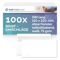 Produktbild: FairToner Briefumschlag DIN Lang Selbstklebend, weiß ohne Fenster