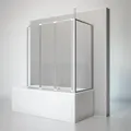 Produktbild: Duschwand Mit Seitenwand, 3-teilig Faltbar - Breite: 129 Cm, Höhe: 140 Cm, Glas: 3 Mm Sicherheitsglas Klar Hell, Profil: Alu Natur, Geeignet Für Wannentiefe: 72-75 Cm - Schulte