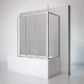 Produktbild: Schulte D1603 01 50 Duschwand für Badewanne Well mit Seitenwand, 129 x 140 x 75 cm, 3-teilig faltbar, 3 mm Sicherheitsglas Klar hell, alunatur, Duschabtrennung