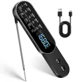 Produktbild: Fleischthermometer Kabellos 0.5s Sofortiges Auslesen, ±0.3℃ Genau Grillthermometer, IP67 Wasserdicht thermometer kochen küchenthermometer, Bratenthermometer mit LCD Bildschirm für Küche,Grill,BBQ