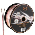 Produktbild: SeKi Lautsprecherkabel Transparent 2x 0,50mm² – 100 Meter Spule | CCA-Kupfer Boxenkabel für klaren Sound bei HiFi, Heimkino und Car-HiFi mit Polaritätskennzeichnung