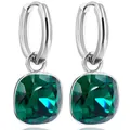 Produktbild: Silber-Creolen Charm Anhänger Grün Marken Kristalle Ohrringe 925 Sterling Silber Emerald NOBEL SCHMUCK