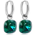 Produktbild: Silber-Creolen Charm Anhänger Grün Marken Kristalle Ohrringe 925 Sterling Sil...