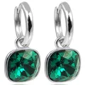 Produktbild: Silber-Creolen Charm Anhänger Grün Marken Kristalle Ohrringe 925 Sterling NOB...