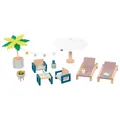 Produktbild: GOKI Outdoor Möbel Set Mallorca 17tlg.  aus Holz für Puppenhaus 51476 NEU