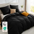 Produktbild: Bettwäsche 220x240 Baumwolle 3teilig  BettwäscheSets Schwarz mit Reißverschlu...