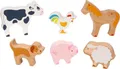 Produktbild: goki 58320 – Tierset Bauernhof aus Holz – 6 Bauernhoftiere im kindgerechten Design – Holzspielfiguren für Kinder ab 2 Jahren