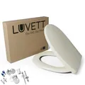 Produktbild: LUVETT® WC-Sitz mit Absenkautomatik C100 oval universell, Toilettendeckel mit 3 Edelstahl Montagelösungen, Klodeckel abnehmbar, Farbe:Pergamon Weiß